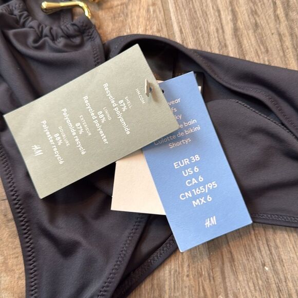 NWT H&M BRAZILIAN BIKINI BOTTOMS DARK GRAY Size 6‎ - Picture 8 of 10